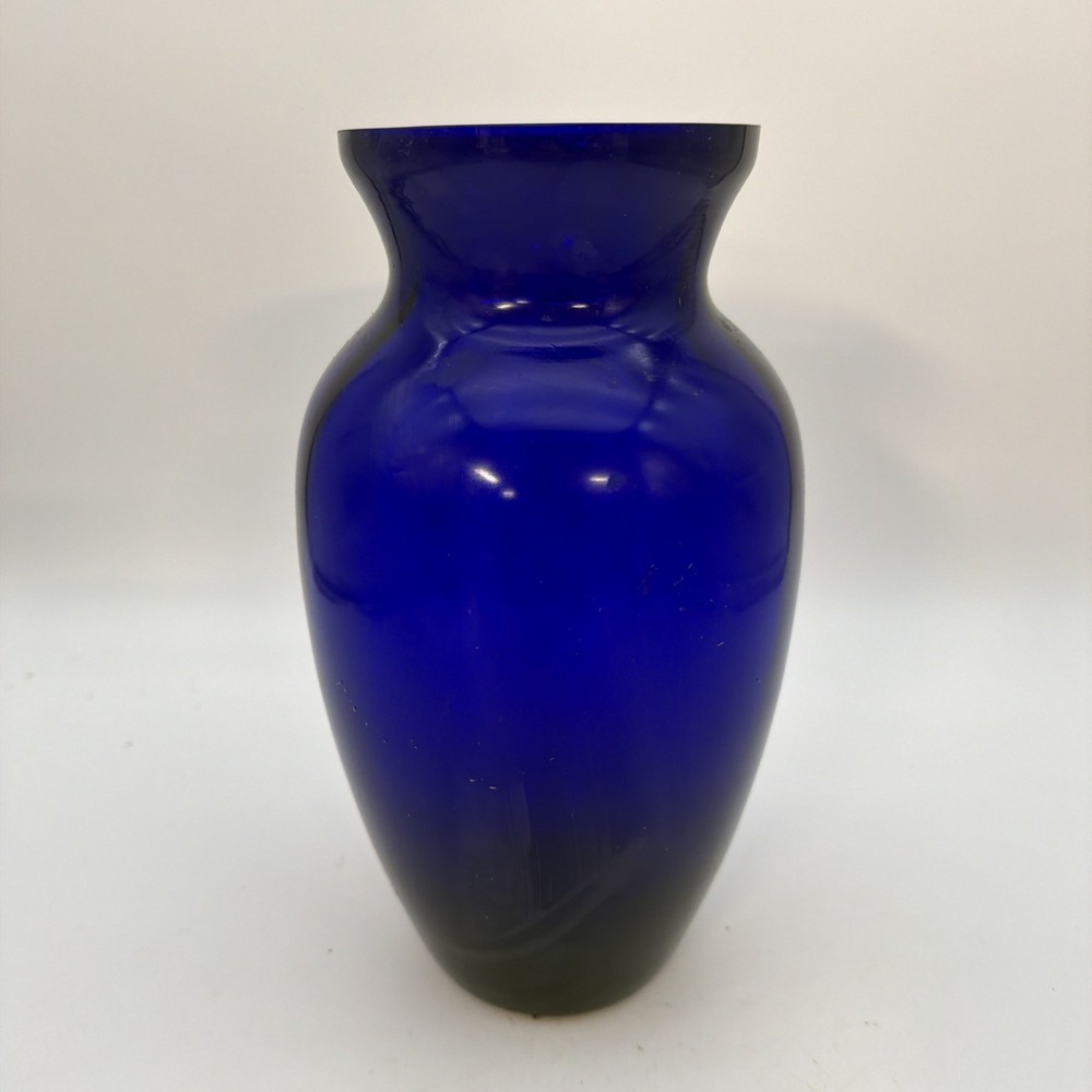 vintage cobalt blue glass urn vase